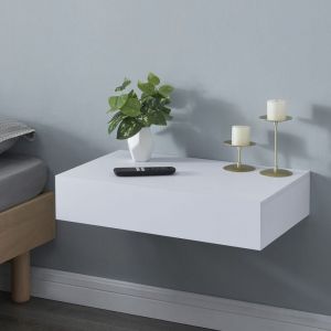 [en.casa] - tag&egrave;re murale avec tiroir int&eacute;gr&eacute; K&auml;rs&auml;m&auml;ki 60 x 35 x 12 cm blanc