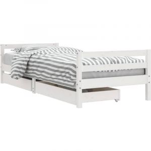 VidaXL Cadre de lit enfant tiroirs blanc 80x200 cm bois de pin massif