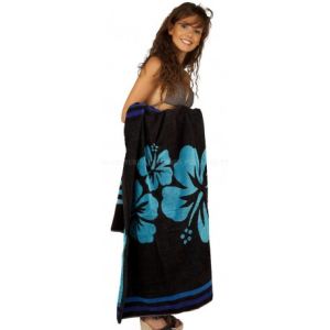 Pt2Tunes Serviette de plage Rayures et hibiscus
