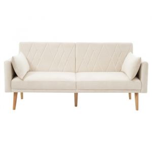 Canap&eacute; Convertible en tissu velours canape 2 Placesavec fonction couchagePetit canap&eacute;180x75x82cmBeige