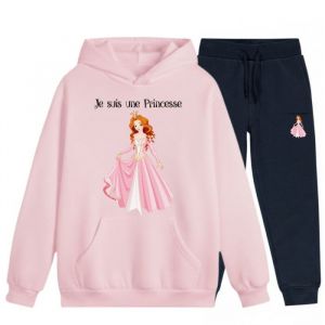 Jogging Fille Princesse Rose - Ensemble Sweat Et Pantalon 3-14 Ans (Npz)