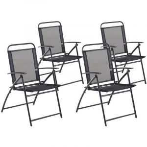 Beliani Lot de 4 chaises en aluminium noir LIVO