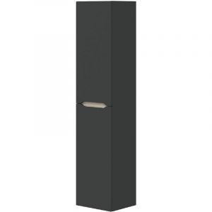 Image de Pegane Colonne de salle de bain suspendue en m&eacute;lamine coloris ch&ecirc;ne et gris anthracite - Longueur 31 x Profondeur 26 x Hauteur 135 cm -
