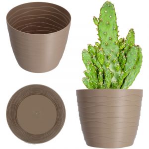 Kadax - Pot de Fleur Cache-Fleur Beige Rond 13cm Plastique
