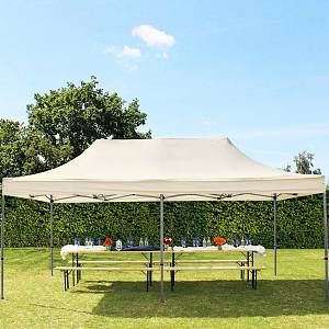 Intent24 Tente pliante tente pliable 3x6m - sans panneau de côté PROFESSIONAL toit 100% imperméable tente de jardin pavillon creme.FR