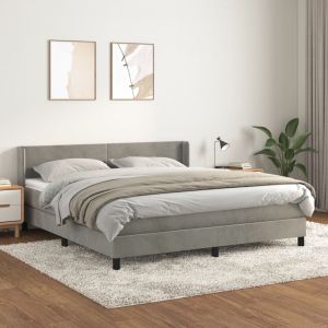 VidaXL Lit &agrave; sommier tapissier et matelas Gris clair 160x200cm Velours