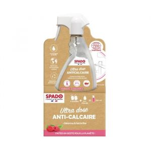 Spado Anti Calcaire -Nettoie & détartre -Kit recharge Ultra dose -Parfum framboise -2 pastilles = 1x750ml -Fabrication Française