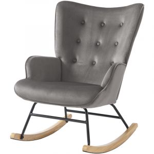 Fauteuil SUZIE velours gris rocking chair