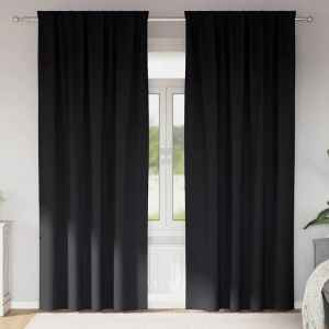 VidaXL Rideaux Avec Des Rideaux 2 Pcs Noir Polyester