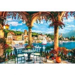 Clementoni Puzzle Compact 1000 pièces : Balcon avec vue sur le lac de Côme