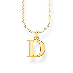 Thomas Sabo Chaîne lettre D or Argent sterling 925, doré or jaune 18 carats Jaune
