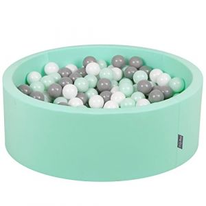 90X30cm/200 Balles ? 7Cm Piscine &agrave; Balles Pour B&eacute;b&eacute; Rond Fabriqu&eacute; En ue, Menthe: Blanc/Gris/Menthe - menthe: blanc/gris/menthe - Kiddymoon