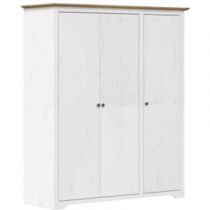 Image de VidaXL Garde-robe bodo blanc marron 146x53,5x173 cm bois massif de pin