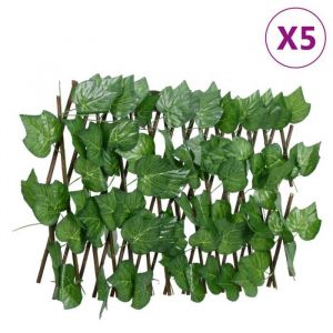 VidaXL Treillis de Feuille de Vigne Artificiel Extensible 5 pcs, Écran de Clôture, Brise-vue d’Intimité, Décoration de 366581