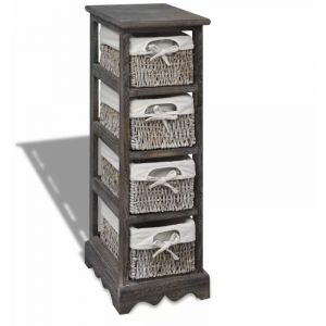 VidaXL Étagère de rangement Bois Marron 4 paniers en tissage