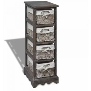 Image de VidaXL Étagère de rangement Bois Marron 4 paniers en tissage