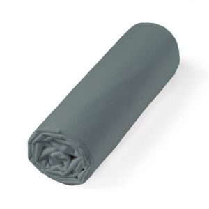 Drap housse en Percale de coton bonnet 30 cm 140x190 cm Anthracite