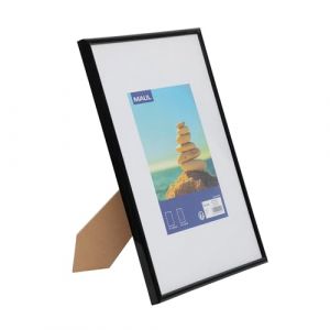 Maul Cadre photo art 21 x 30 cm | Cadre photo en plastique pour format portrait ou paysage |Avec passe-partout | Cadre interchangeable à poser | Idéal pour photos et collages | Noir