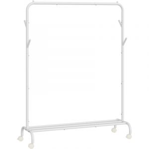 Songmics Portant amovible - Portant à Vêtements avec Roulettes, 1 Barre, Blanc