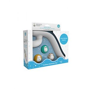 Matchstick Monkey Ensemble de toboggans de Bain, Jouets pour bébé, 1 Toboggan et 3 rochers Amusants en Forme d'animaux, Facile à saisir, 12 Mois et Plus, Blanc