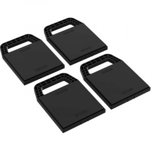wiltec Willtec Set 4x Cales Caravane PE-HD Noir - 225 x 165 x 20mm Plaques empilables - Support Stabilisateur Vérin Cric - Poignée & Sangle - Patins roue