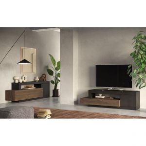 Azura home design Buffet bas/Meuble tv 1 porte + 2 tiroirs freedom Lave/chêne Mercure 160 cm