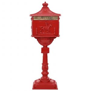 VidaXL Bo&icirc;te aux Lettres Debout avec porte Rouge 42,5 x 29,5 x 117 cm
