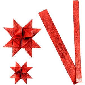 Creotime Bandes de papier pour étoiles Rouges - Largeur 15 et 25 mm - 32 pcs