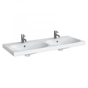 Geberit Keramag Acanto double lavabo 500627, 2 trous pour robinet, avec trop-plein, 1200x480mm, Coloris: Blanc - 500.627.01.2