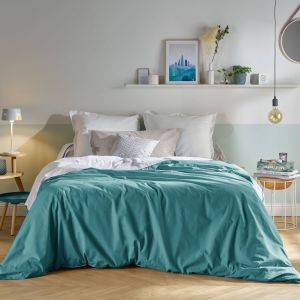 Drap coton bio Fil & Sens CAMIF-240 x 300 cm-Bleu Lagon