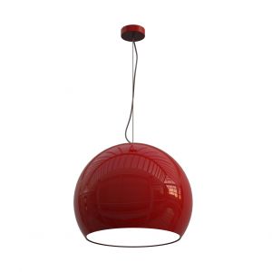Image de Joe Suspension, 1X E27, max 42W, m&eacute;tal, rouge brillant/blanc traffic, D.40cm 40 Rouge brillant/blanc - Rouge brillant/blanc - Lumicom