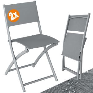 Image de 2x Chaises de jardin grises pliables