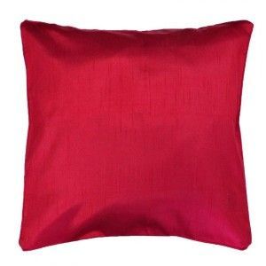 Housse de coussin +encart 40 x 40 cm shantung uni shana Rouge