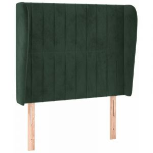 VidaXL Tête de lit avec oreilles Vert foncé 103x23x118/128 cm Velours - Dark green