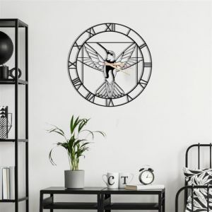 Horloge Murale en métal noire Hummingbird da Vinci - 50cm