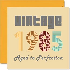 Cartes d'anniversaire 39 ans pour homme et femme – Vintage 1985 Aged To Perfection – Carte d'anniversaire amusante pour elle et lui, 145 mm x 145 mm pour meilleure amie, maman, papa, frère, sœur,