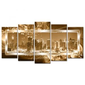 Tableau D&eacute;co Cadre Moderne Urbain New York - 150x80 cm - Tableau D&eacute;co Cadre Moderne Urbain New York - 150x80 cm - Jaune