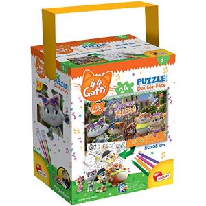 Lisciani-44 Gatti LISCIANI &ndash; 44 CHATS &ndash; PUZZLE RECTO/VERSO 24 PIECES &ndash; MEOW -76260, multicolore, PCES