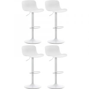 CLP Lot de 4 tabourets de bar Almada en Plastique, Blanc