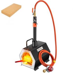 VEVOR Four forgé à gaz hexagonal, 250 x 215 x 190 mm, forge à gaz, avec brûleur, or, laiton, bronze, magnésium, aluminium, étain et acier inoxydable, gaz propane, forge, tuyau de gaz de 2 m