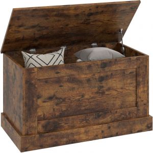 Homcom Coffre de rangement - avec charni&egrave;re de s&eacute;curit&eacute; - pour salon, entr&eacute;e - 80 x 40 x 45 cm - brun rustique