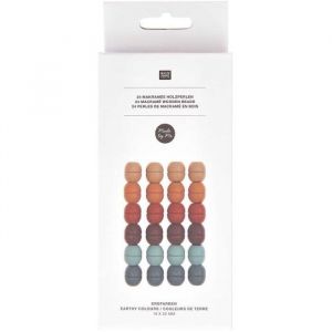 Rico Design 24 Perles rondes - bois couleur terre - 22 mm