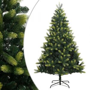 VidaXL Sapin de Noël Artificiel à Charnières avec Support, Arbre de Noël avec Pointes, Décoration de Fête Intérieur Extérieur, Moderne, 210 cm
