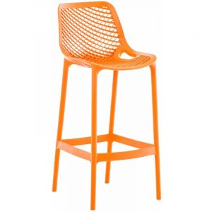 Décoshop26 Tabouret de bar avec repose-pieds design moderne plastique orange intérieur ou extérieur 100000545