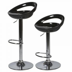 Image de Lot de 2 tabourets de bar télescopique Noir Pieds métal chromé L 46 x P 35 x H 60 cm MONACO