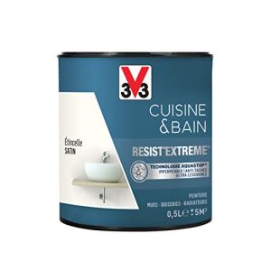 V33 Peinture multi-supports monocouche Cuisine & Bain Resist'Extr&ecirc;me Etincelle satin 0,5L