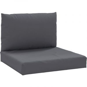 VidaXL Lot de 2 Coussins de Palette, Galette de Siège Imperméable, Coussin de Jardin, Décoration d'Extérieur Terrasse, Anthracite Tissu Oxford