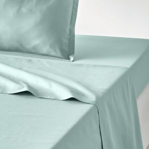 Drap plat uni percale de coton Qualité Best Bleu Céladon Taille 180X290 cm;240X290 cm;270X290 cm;150X250 cm