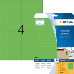 Herma Removalbe 4564 Lot de 80 &eacute;tiquettes autocollantes color&eacute;es pour imprimante Vert 105 x 148 mm