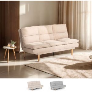 Modus Sof&agrave; - Canap&eacute; clic clac 2 places en tissu avec dossier inclinable Livra - Beige